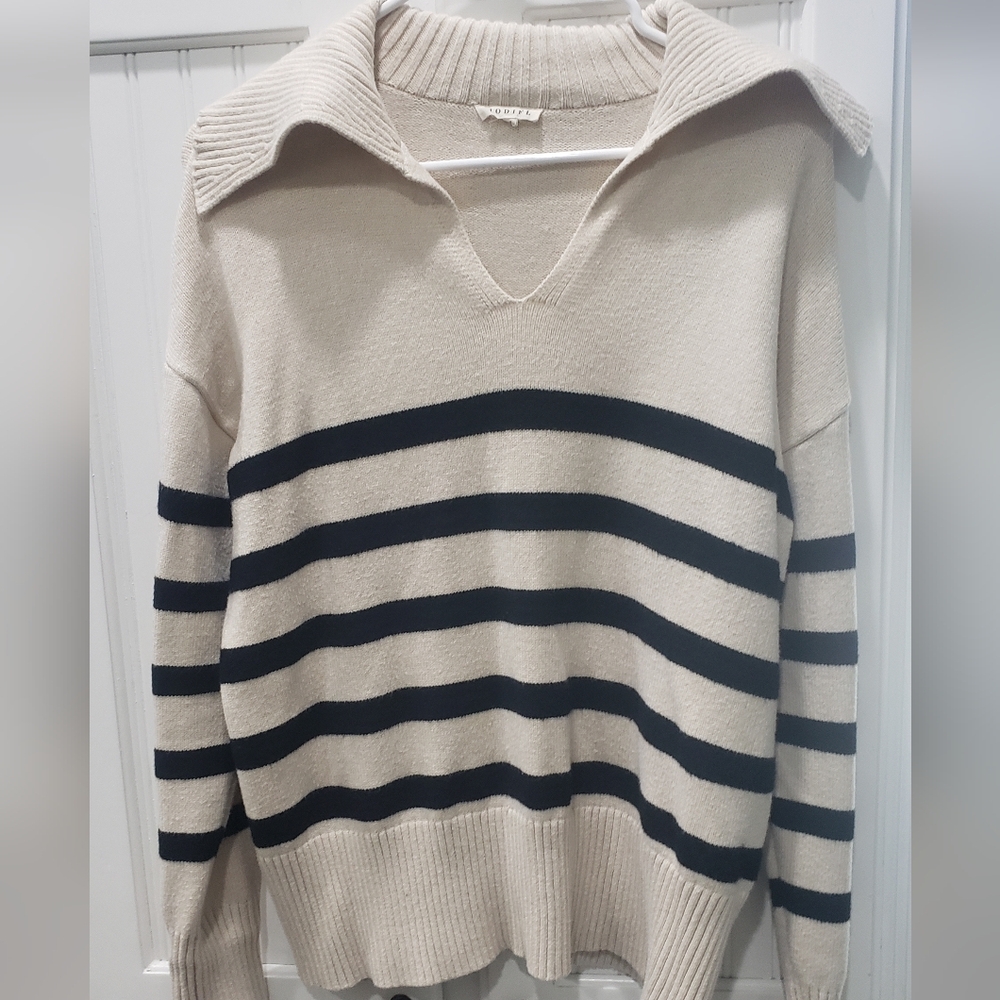 JODIFL Cream Ribbed Knit Sweater